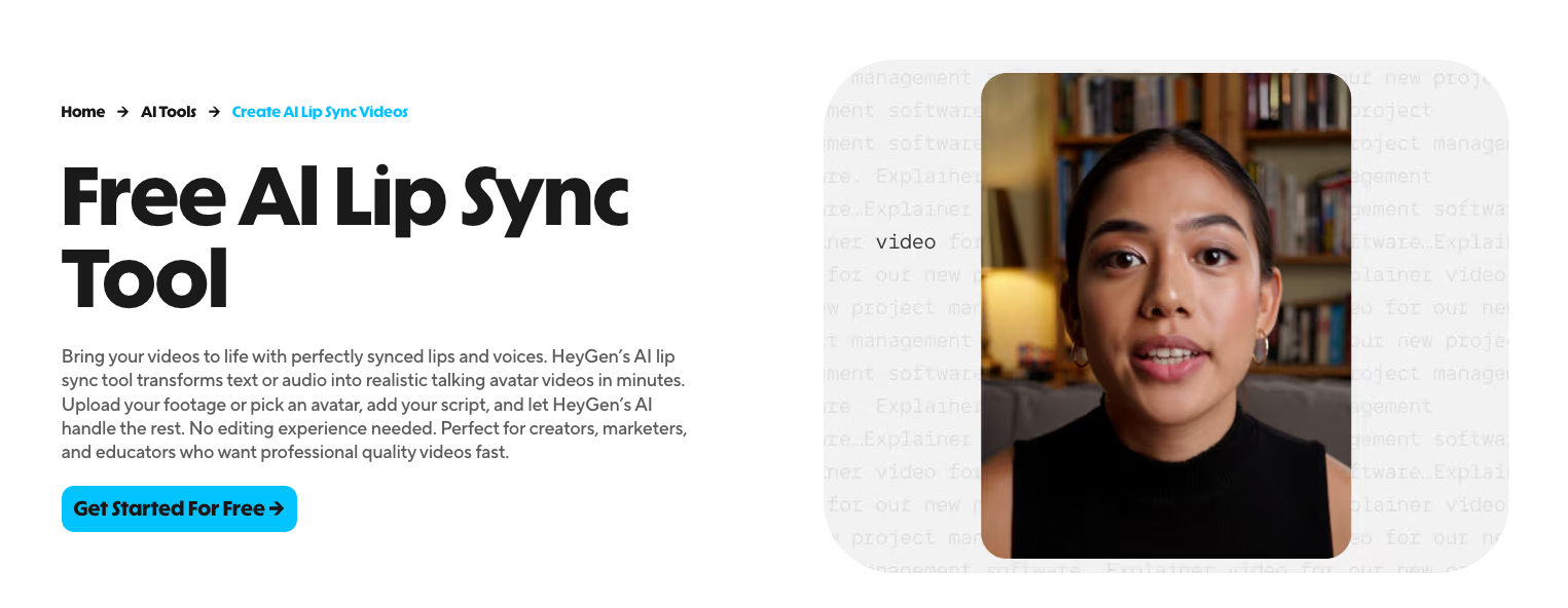 Heygen's AI lip sync tool