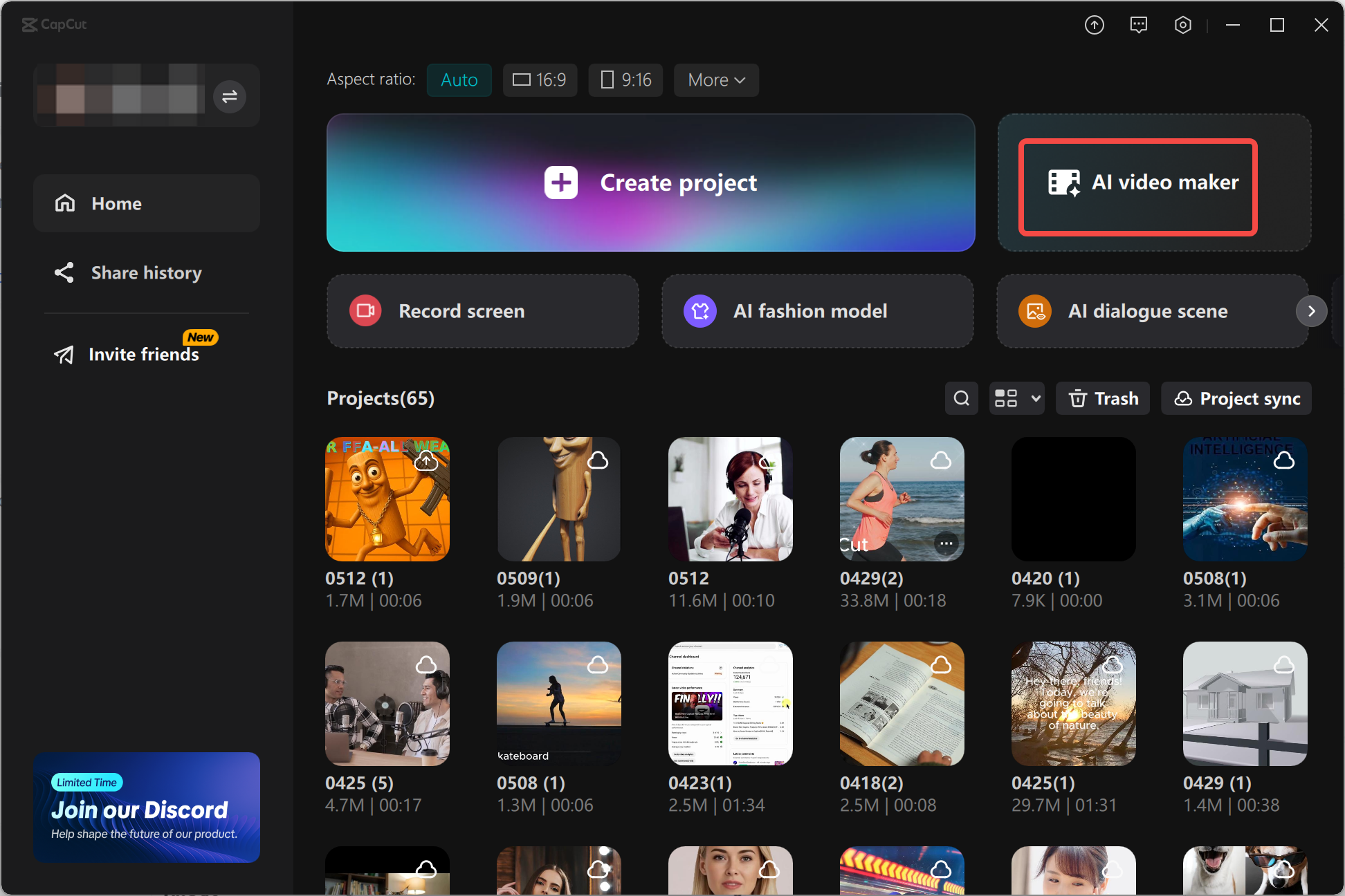 Access the AI video maker in the CapCut desktop video editor