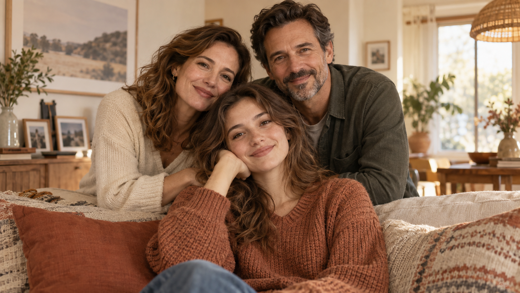 Warm imagined-family portrait created for an AI Parents Generator page