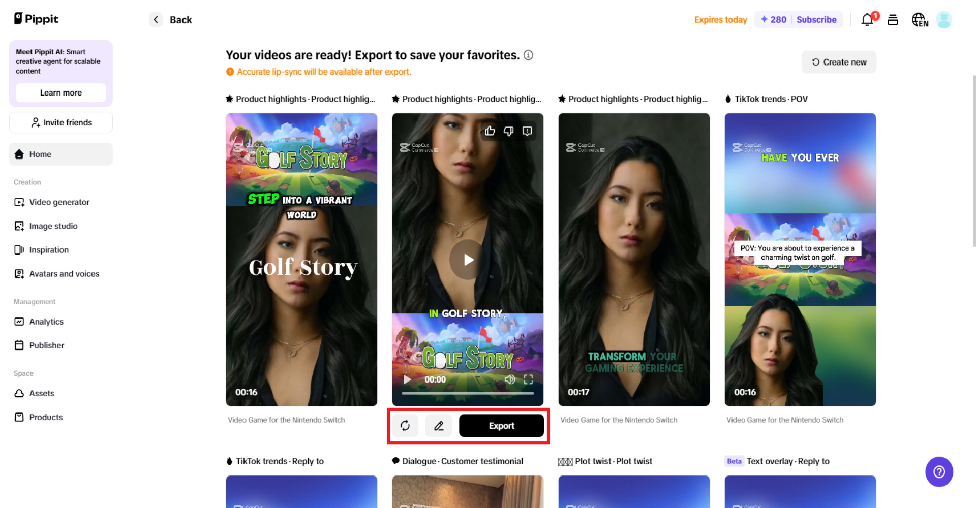 Change, edit, or export your video