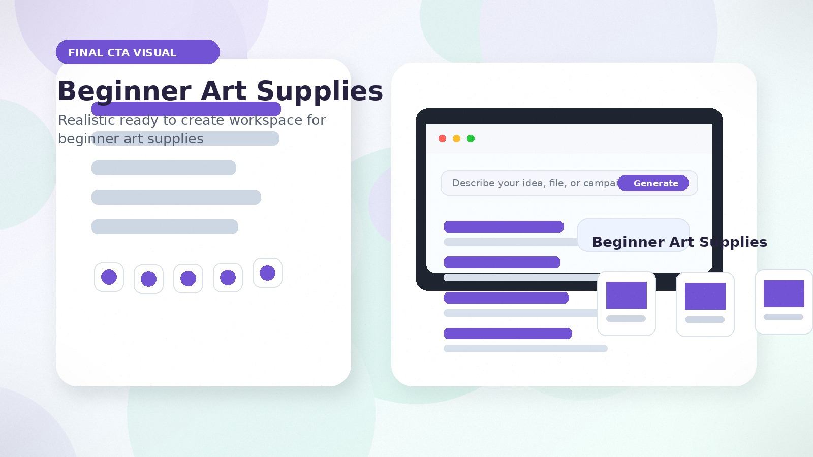 Beginner Art Supplies realistic final CTA visual visual for beginner art supplies