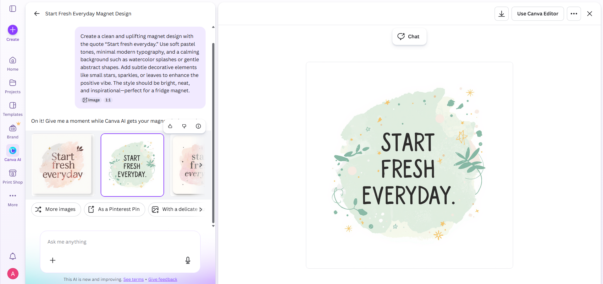 Canva interface