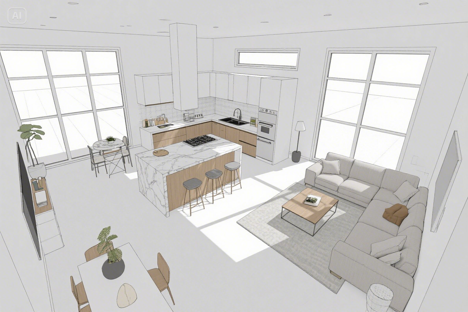 A modern open concept floor plan