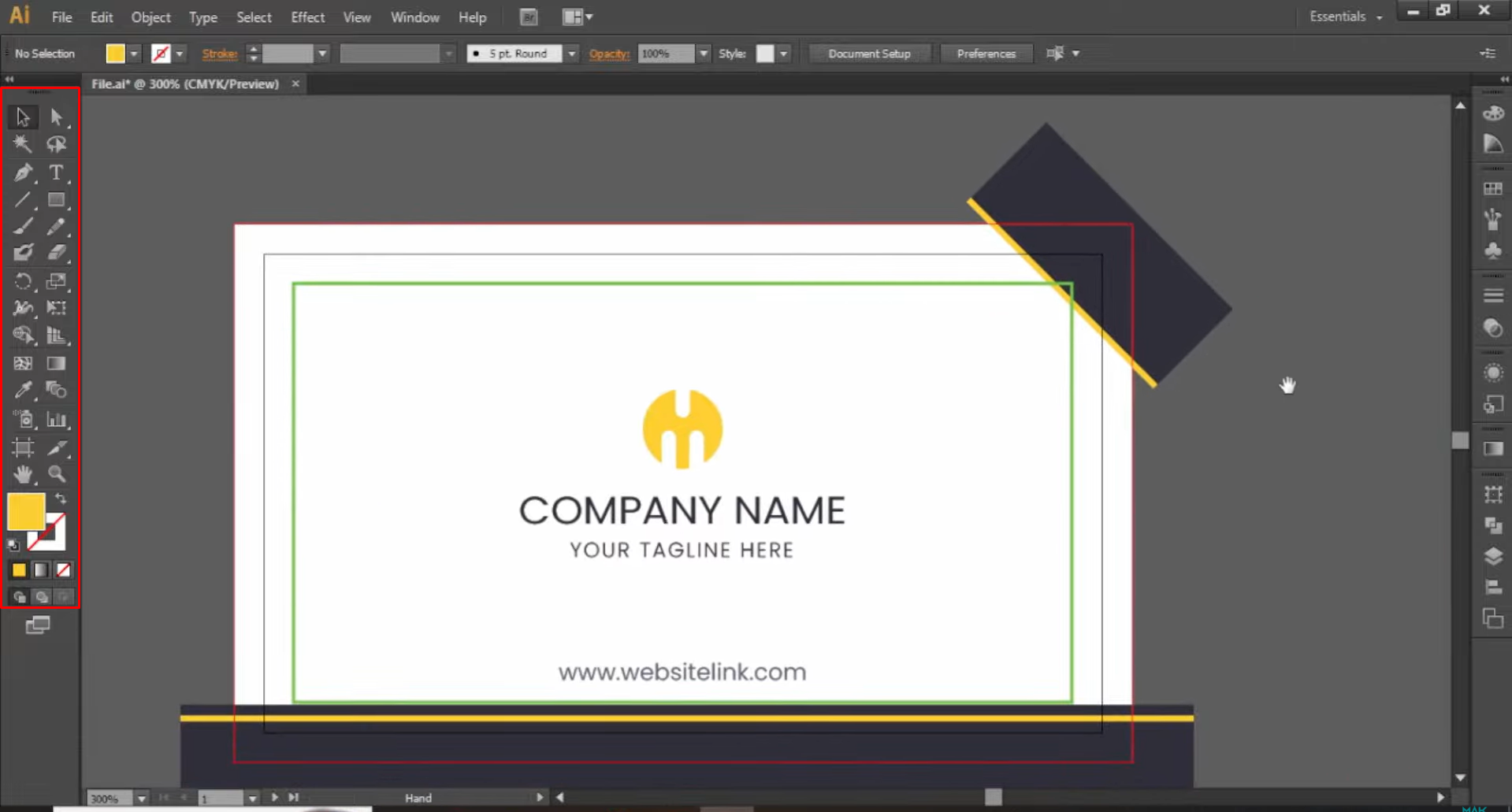 Showing how to make a business card in Illustrator