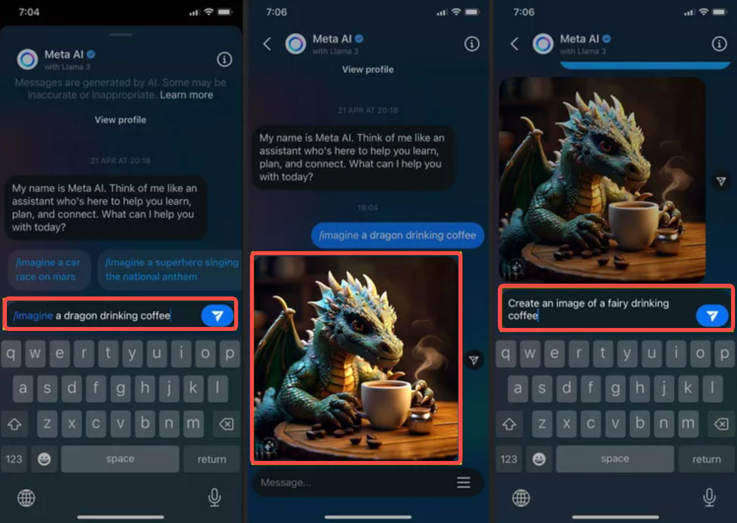 Generating images with Meta AI image generator on Instagram