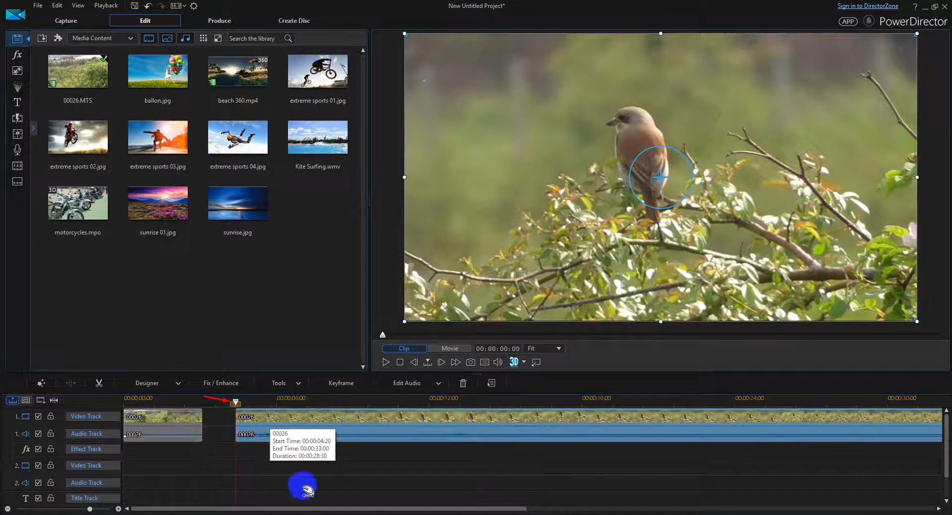 Splitting a movie in PowerDirector