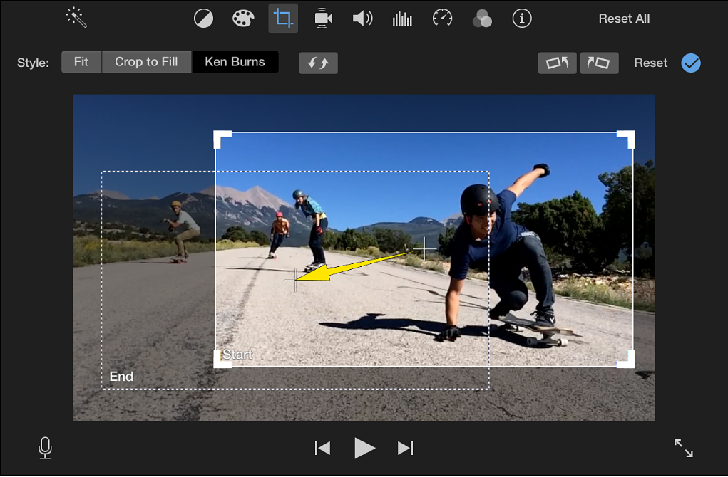Ken Burns effect in iMovie with pan and zoom
