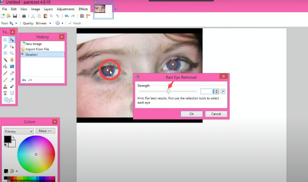 Remove red eyes