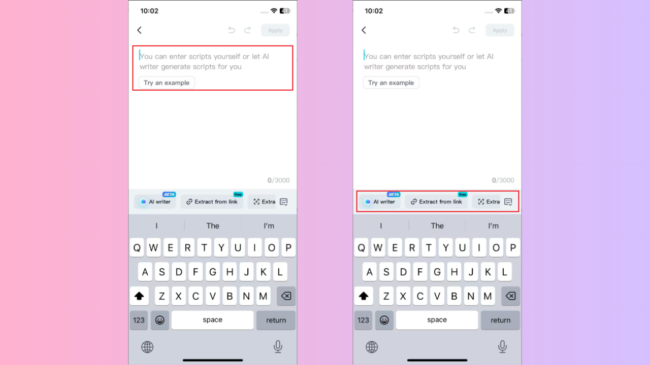 Input your script and enhance