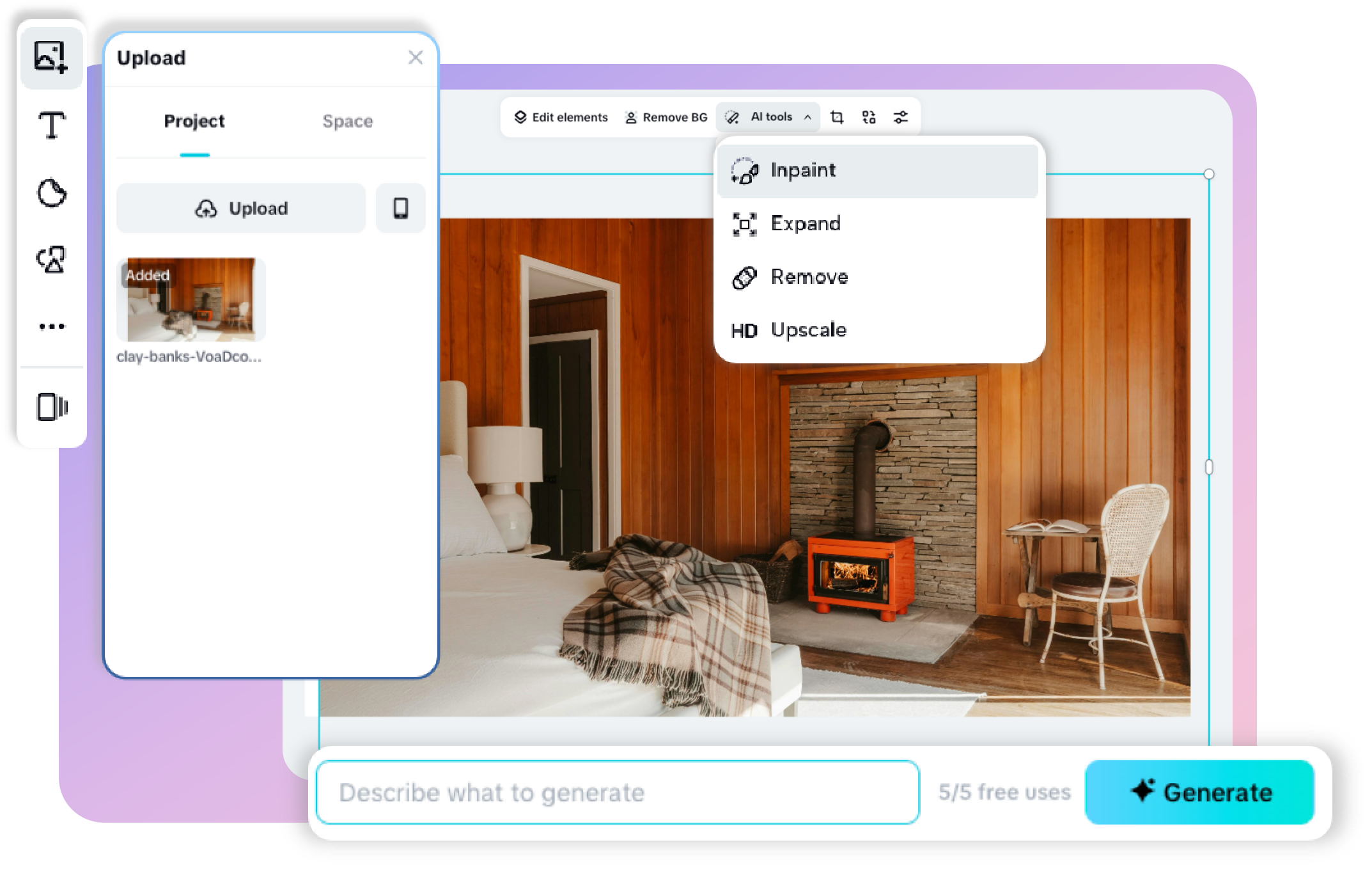 2단계: CapCut의 인페인팅 AI 도구 사용