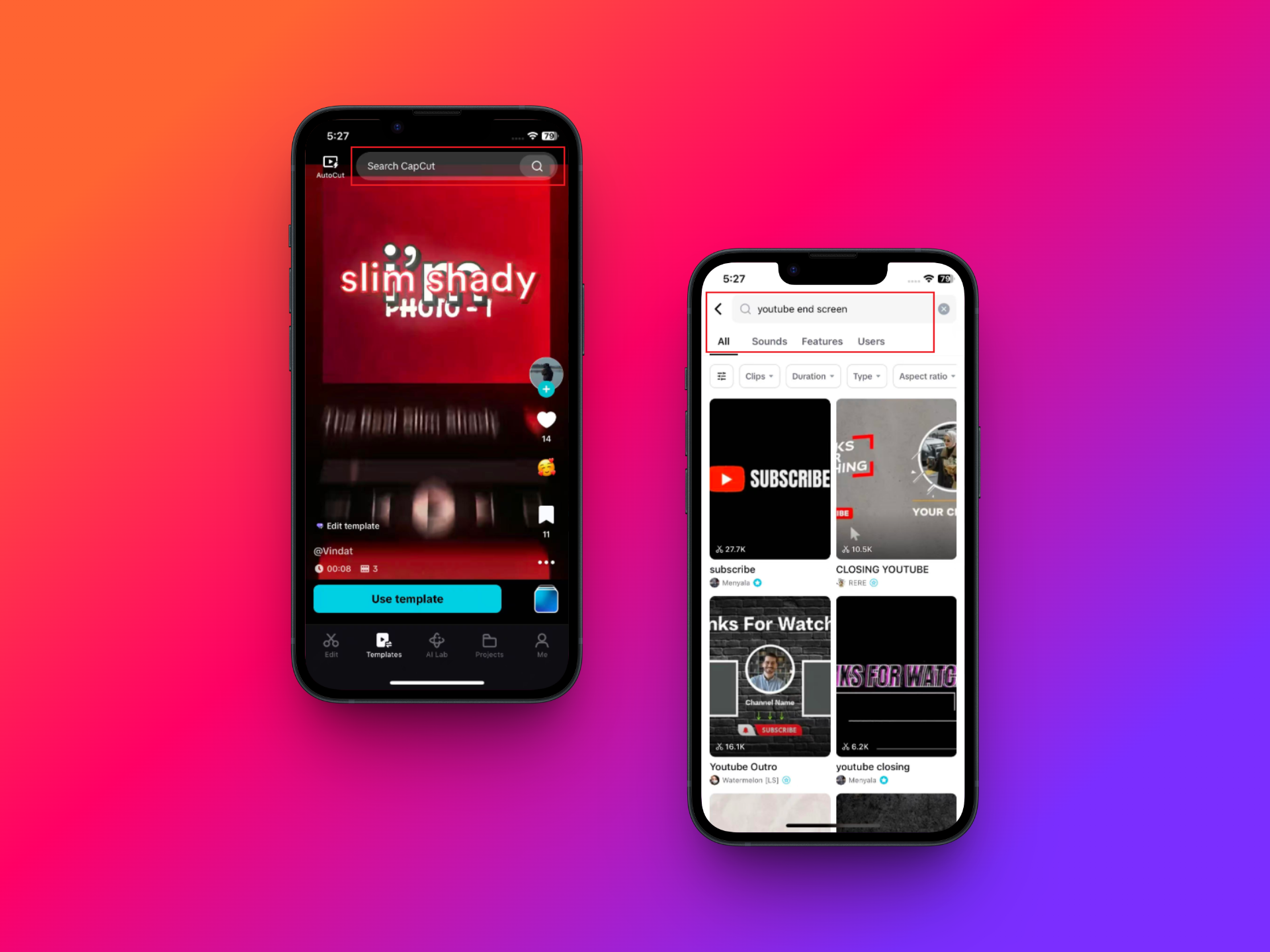 Select the templates tab and search for your desired templates
