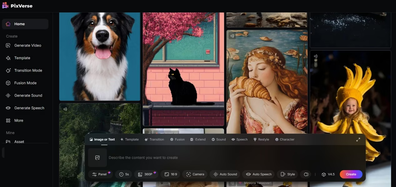 Interface of the PixVerse AI video generator