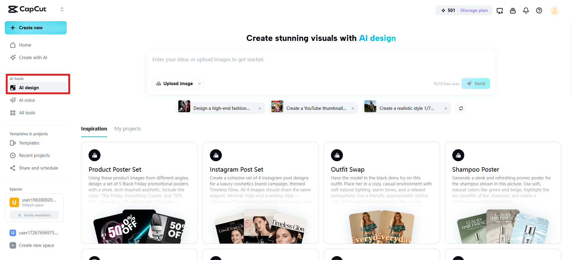 Navigate to AI design feature