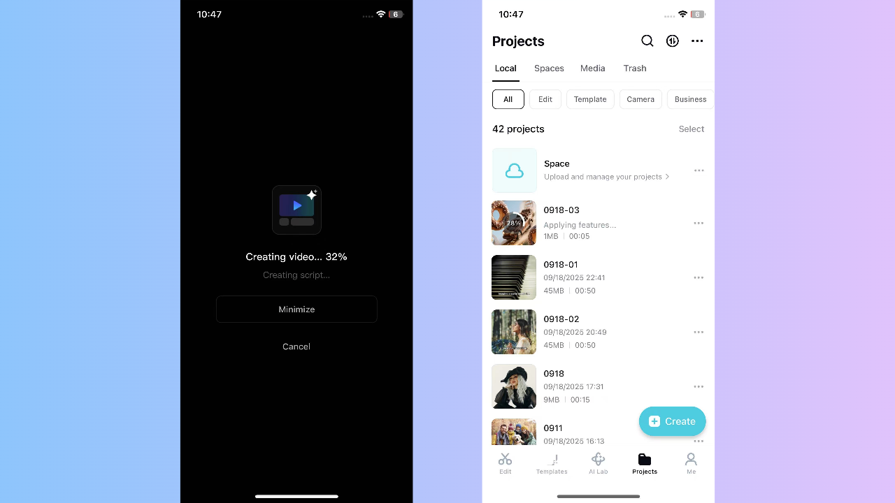 Minimize the vidoe in Projects