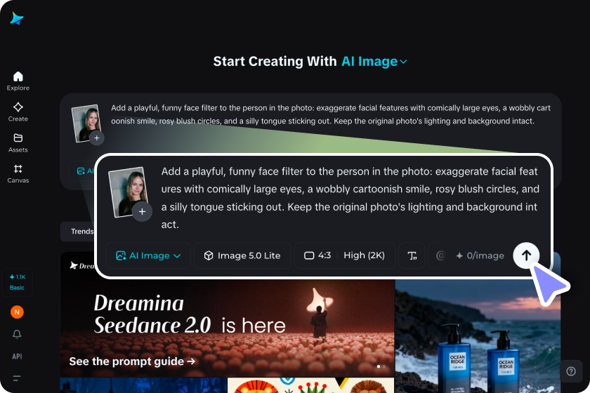 Upload an image and enter text prompts
