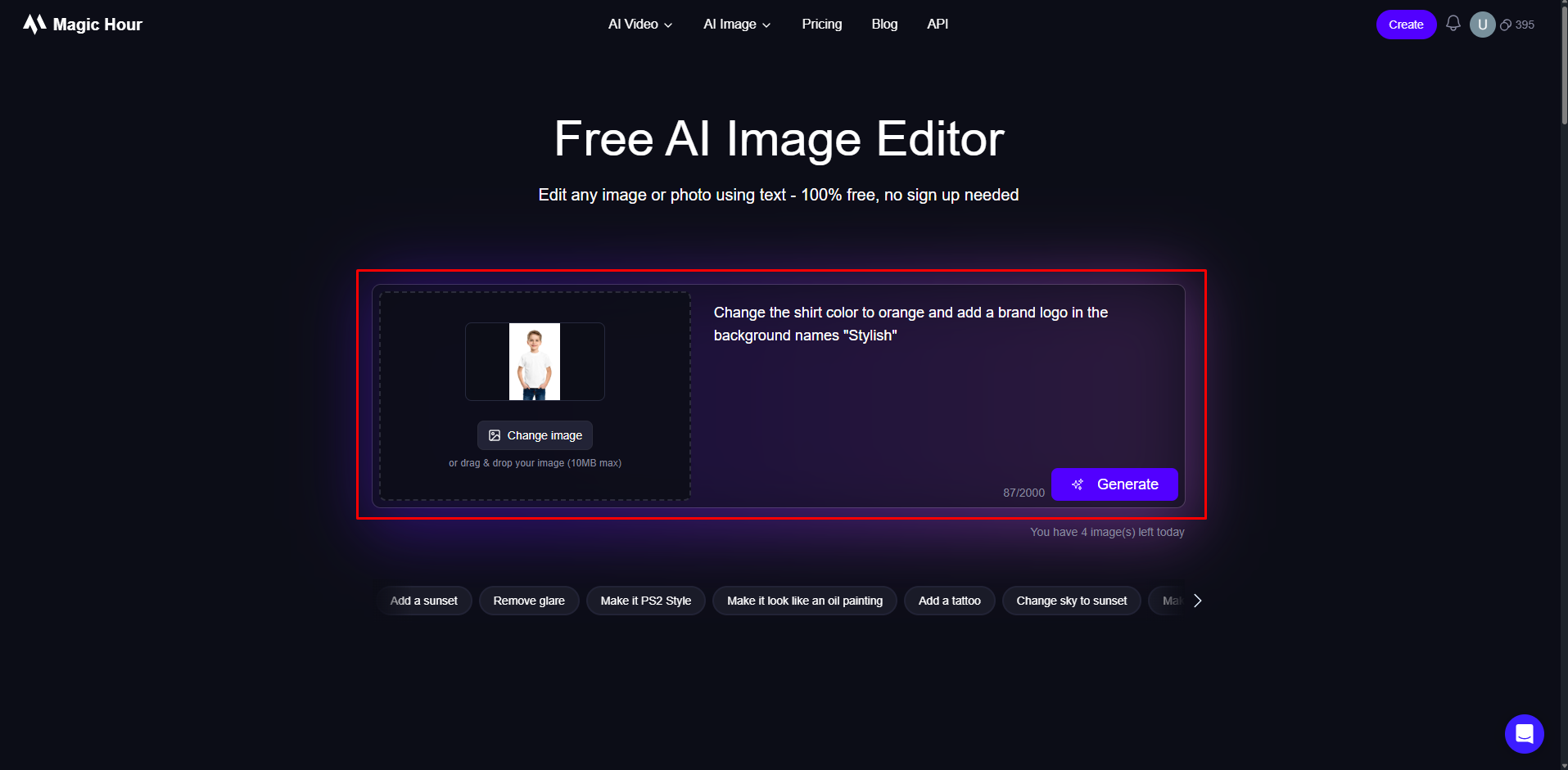 Configuring image settings in Magic Hour AI