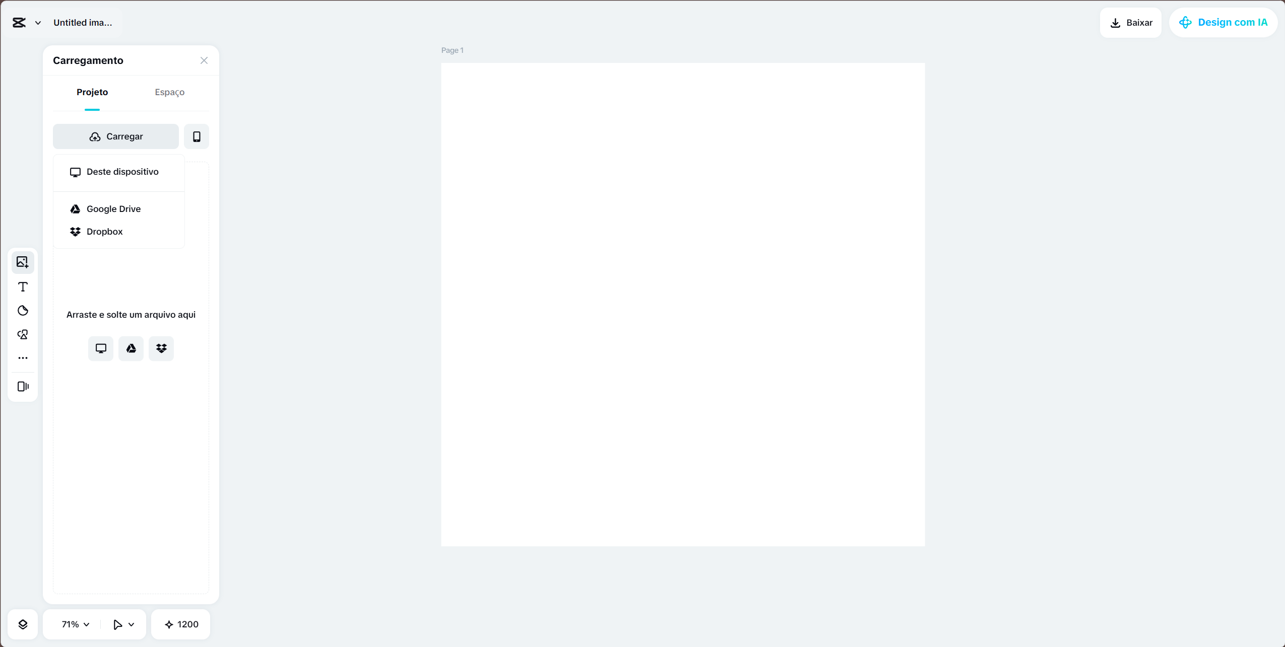 CapCut Online upload screen