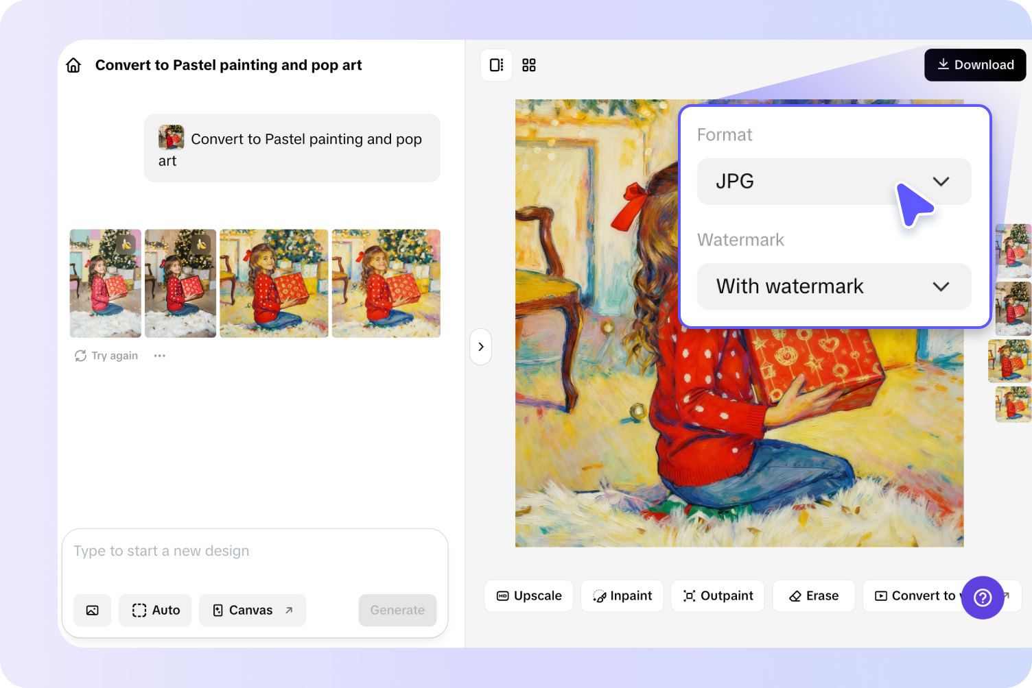 Exporting AI painting to the device