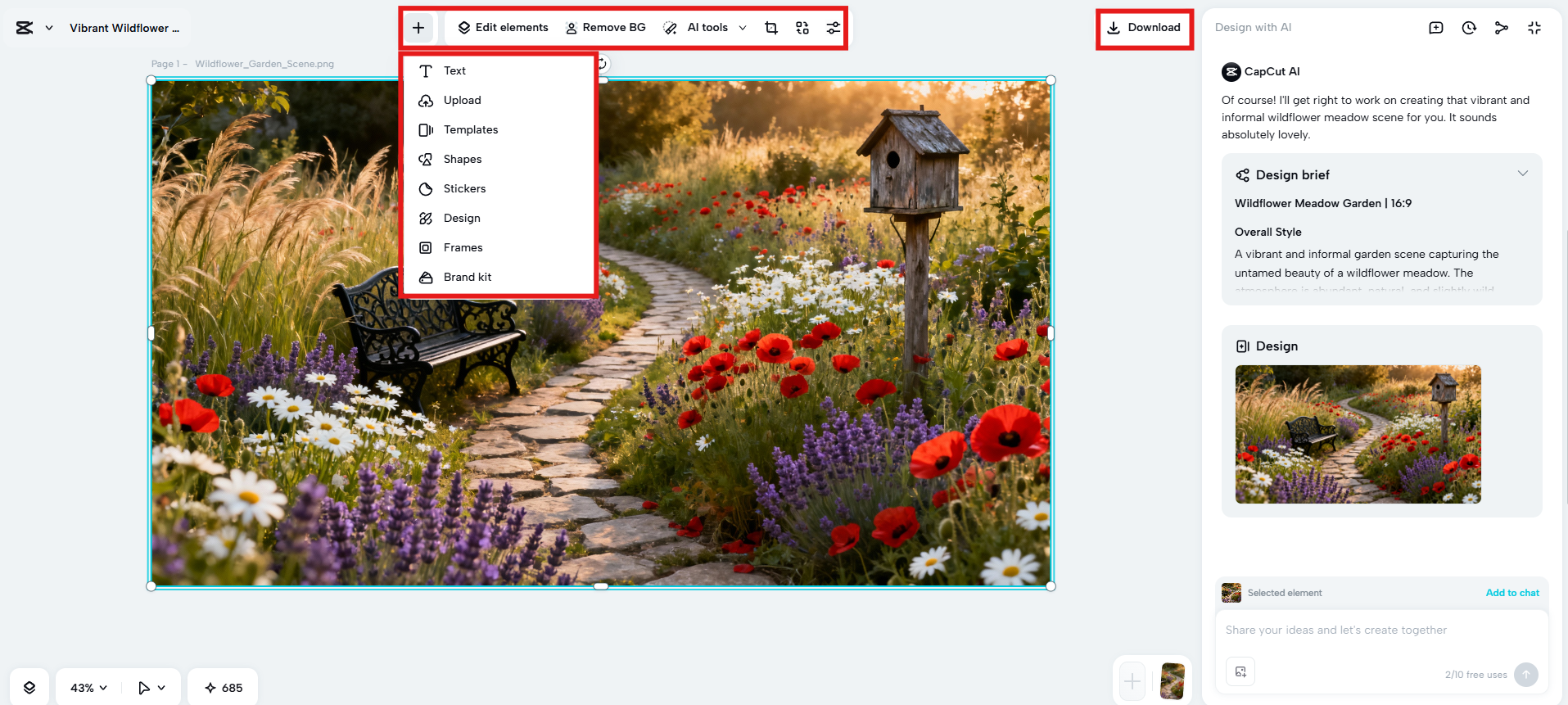 Edit and download the design