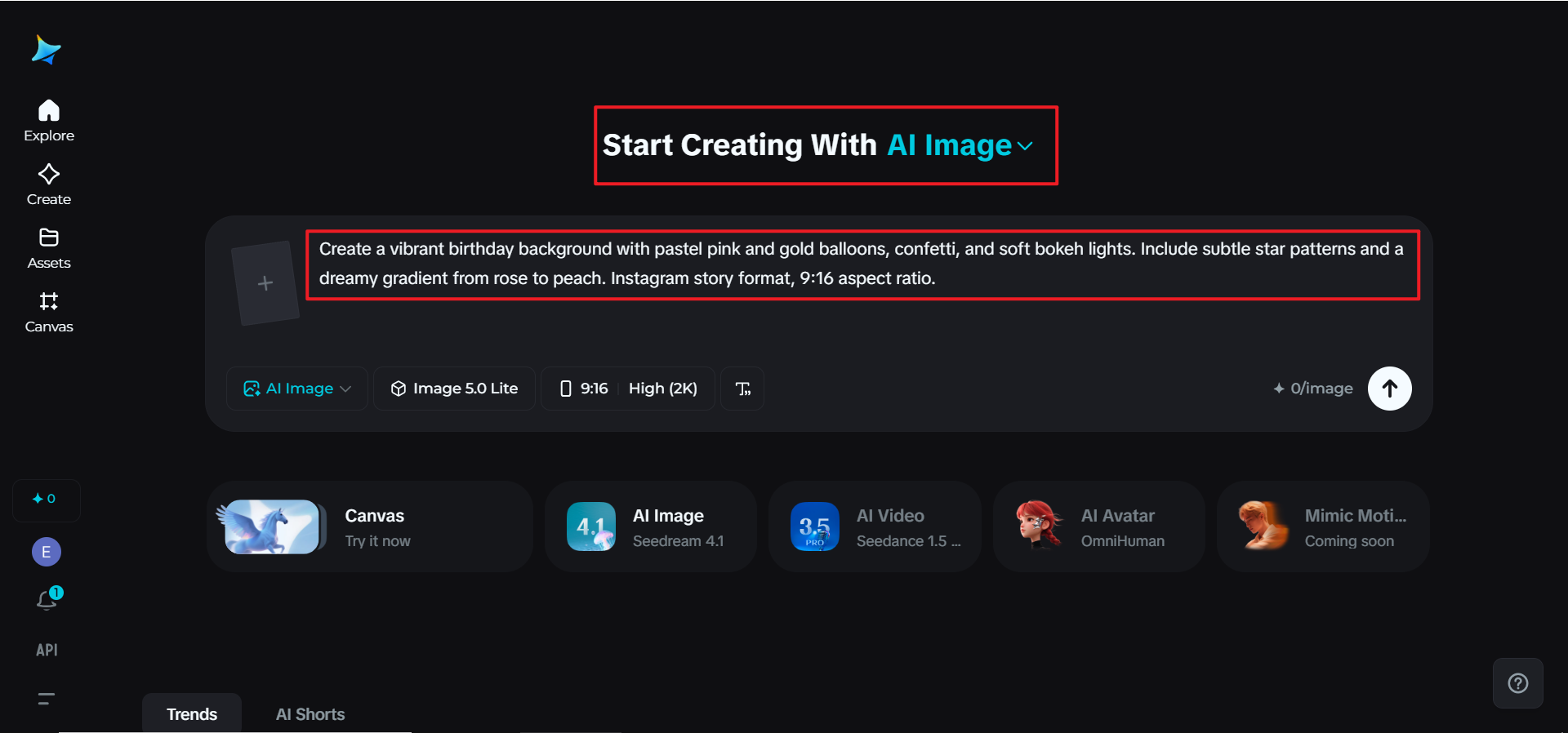 Scrivi il tuo prompt