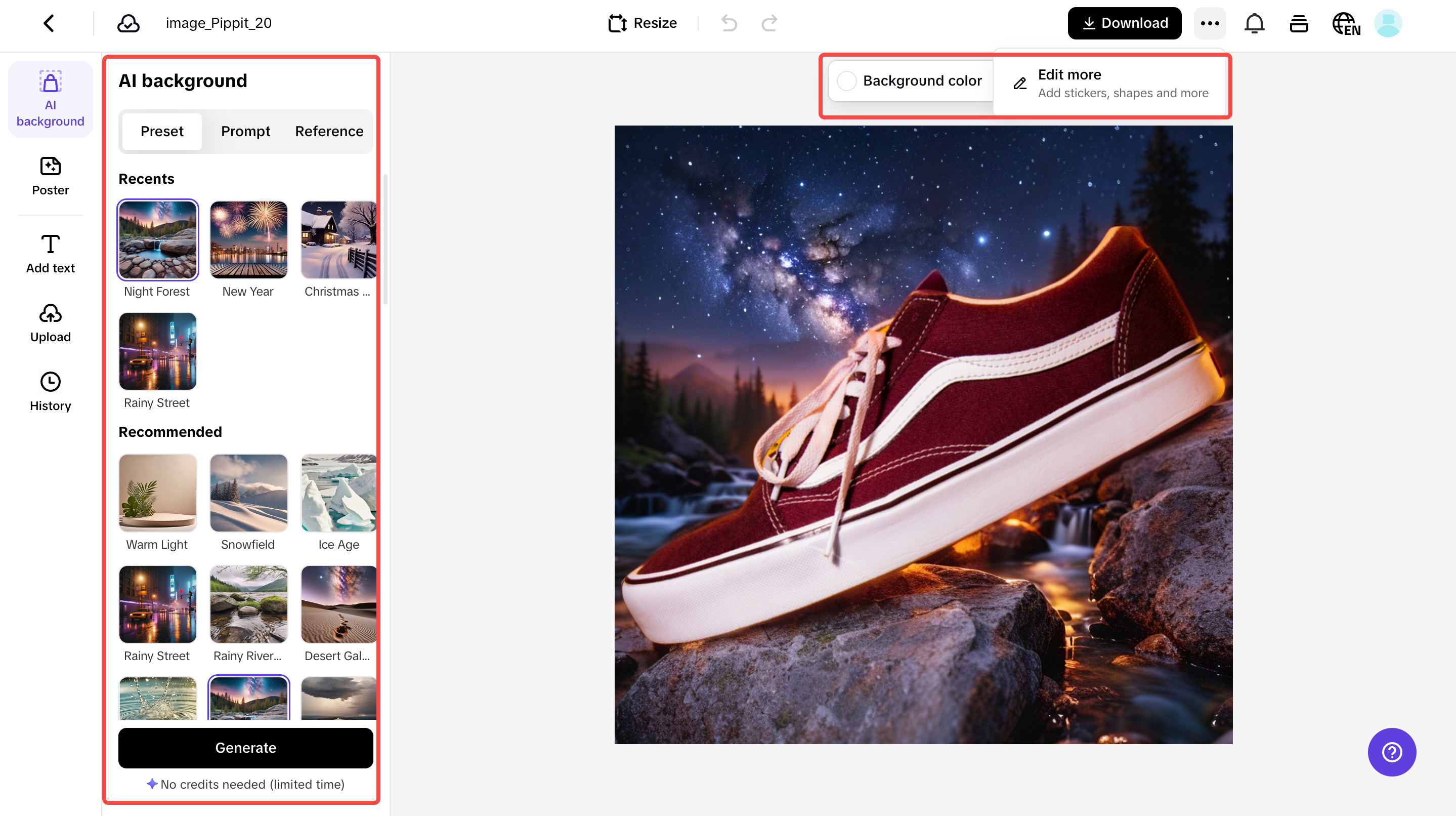 Generate and customize your background