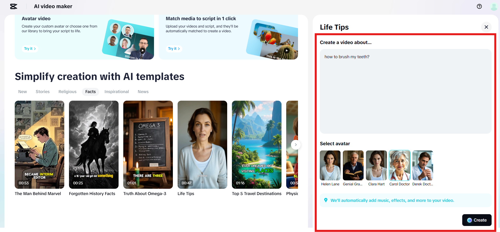 Input idea and generate video