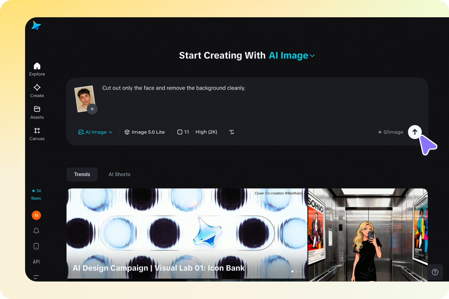  Utwórz tylko wycięcie twarzy za pomocą sztucznej inteligencji wycinania twarzy w Dreamina