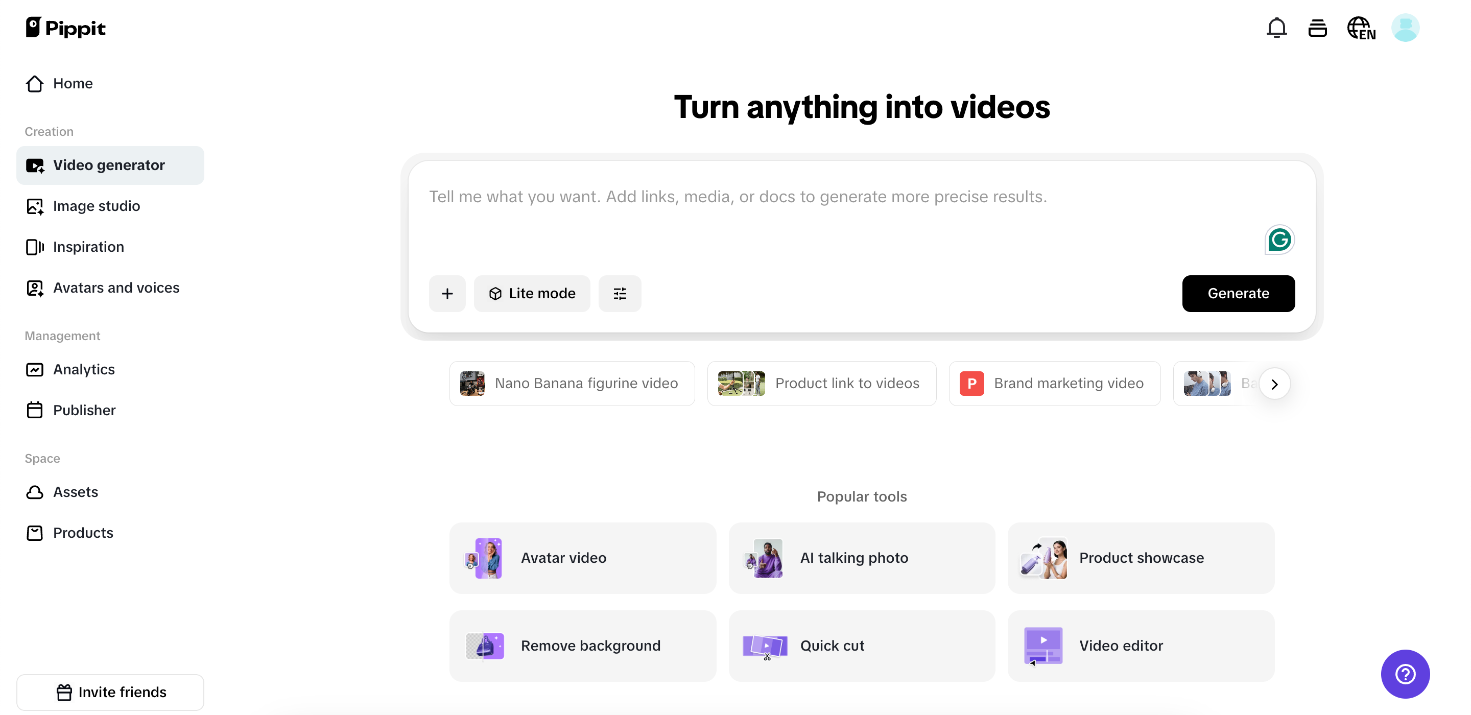 Recurso de vídeo gerado por IA