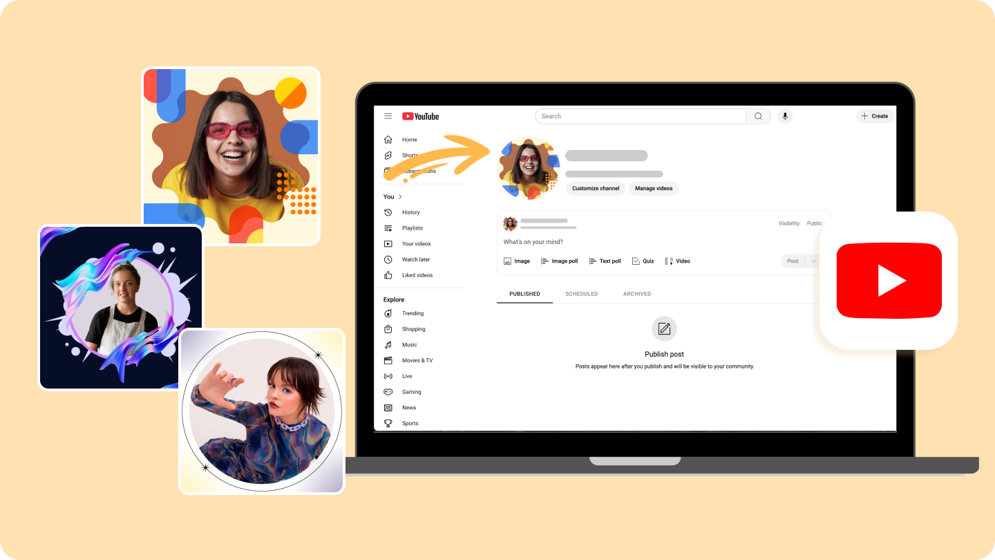 Creador de fotos de perfil de YouTube