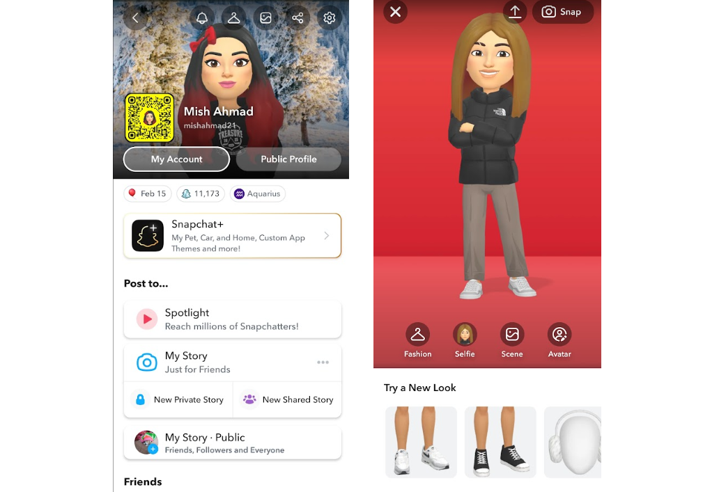 Página de perfil do Snapchat