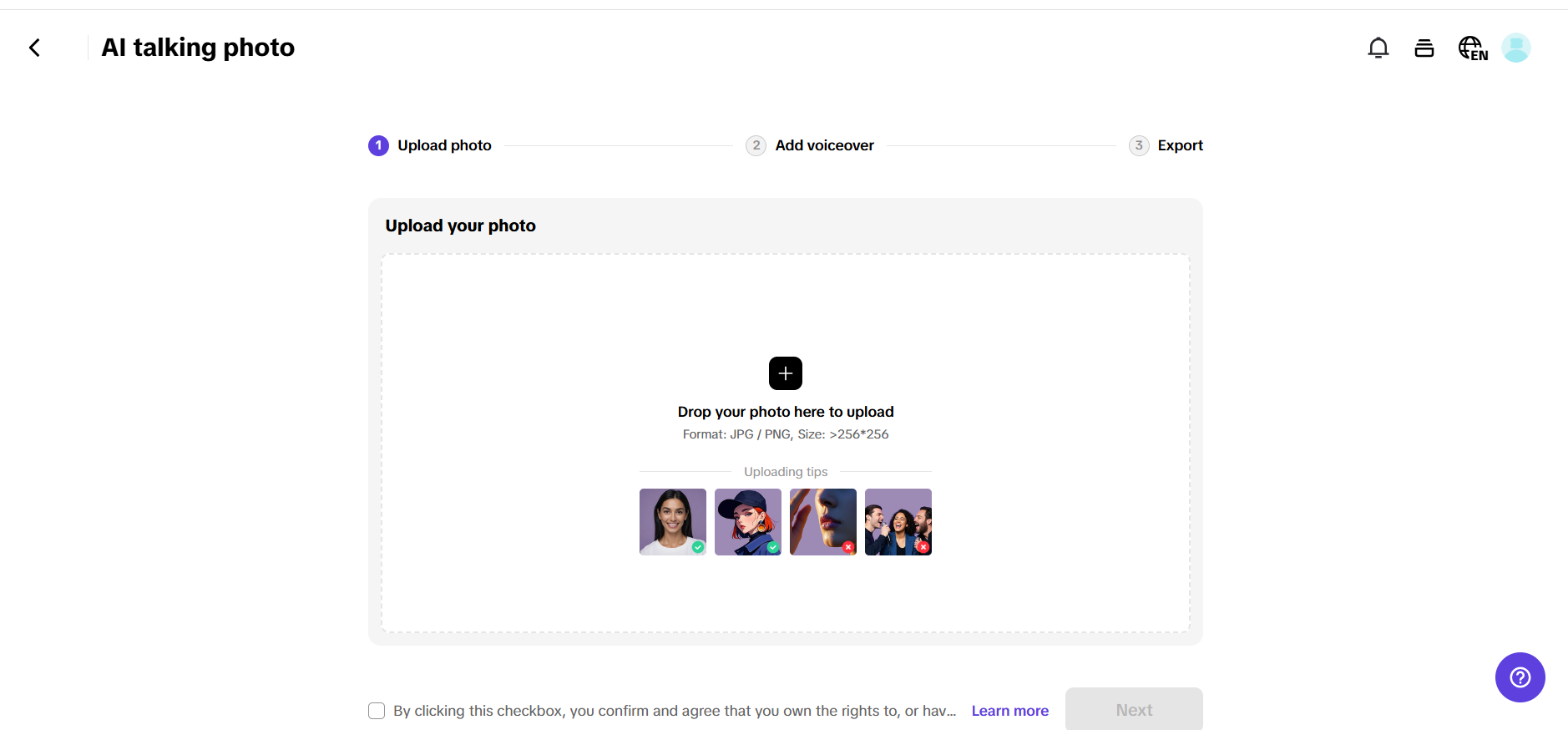 AI talking photo feature