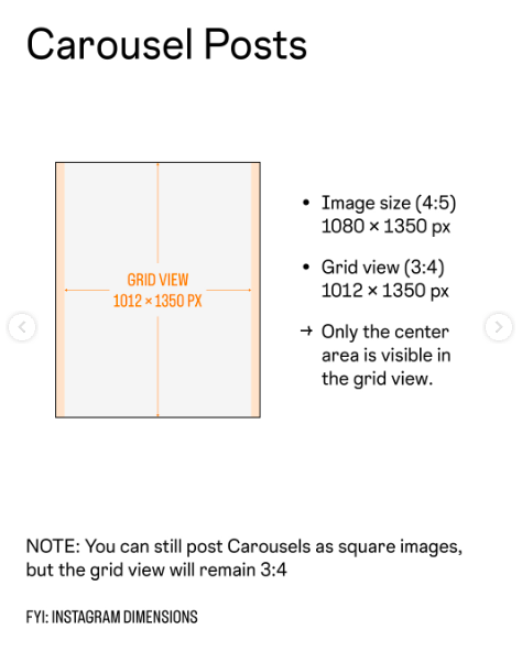 Size requirements for the Instagram carousel
