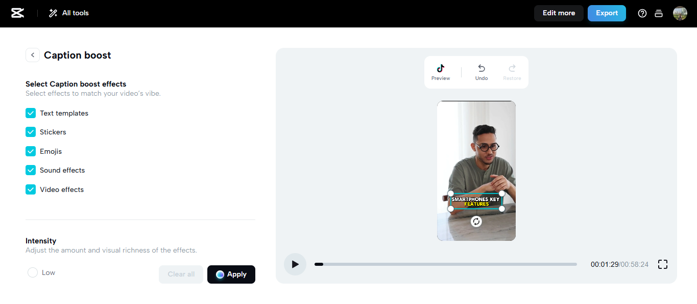 Caption boost