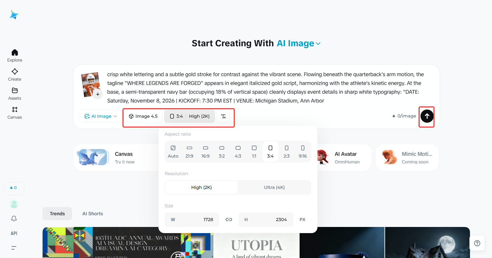 Adjust settings for the football poster design
