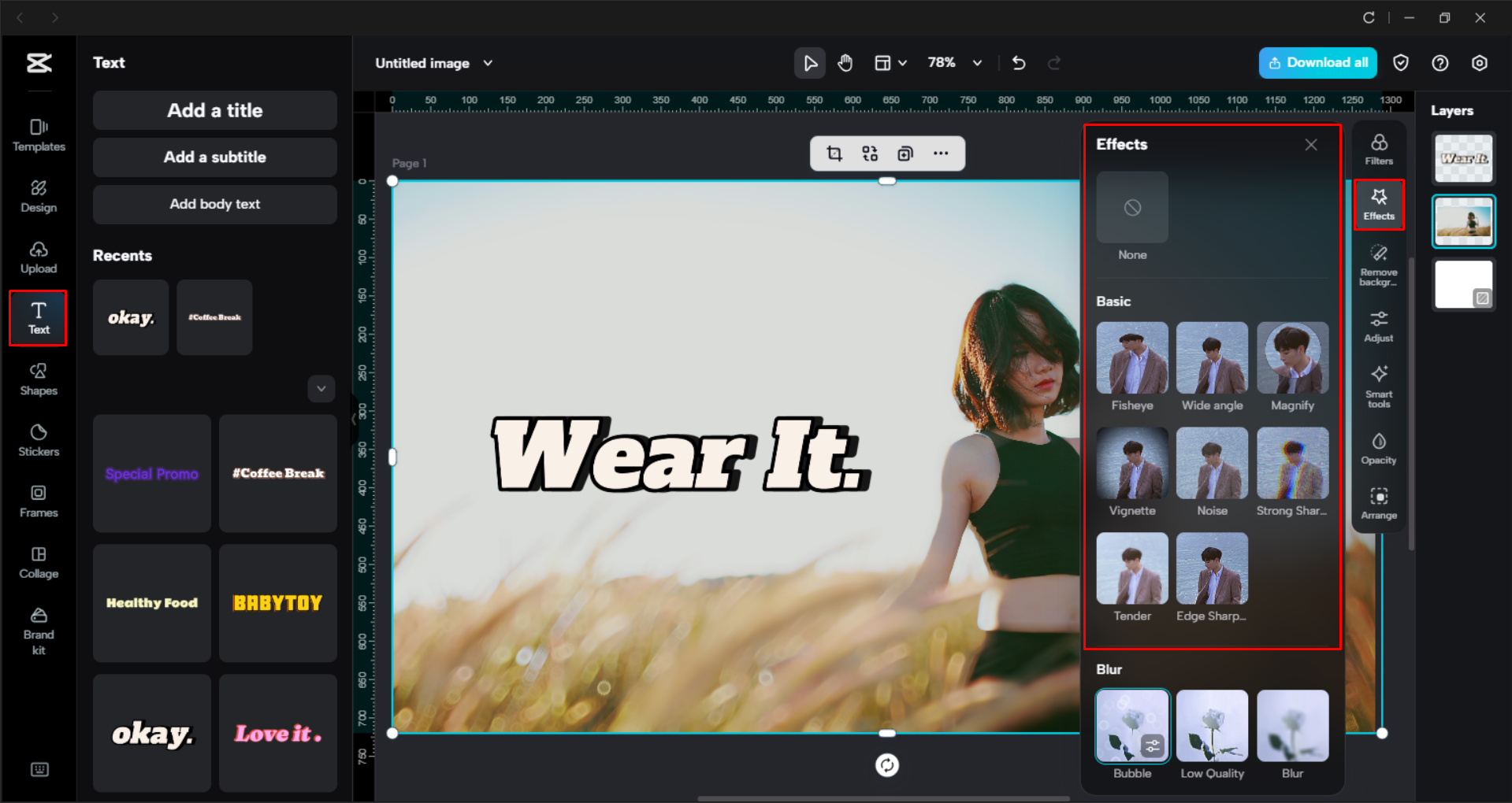 Enhancing an image with the CapCut desktop video editor