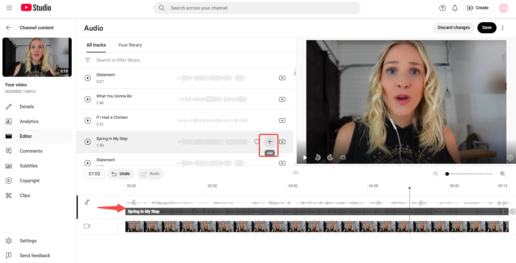 Adding music to the video