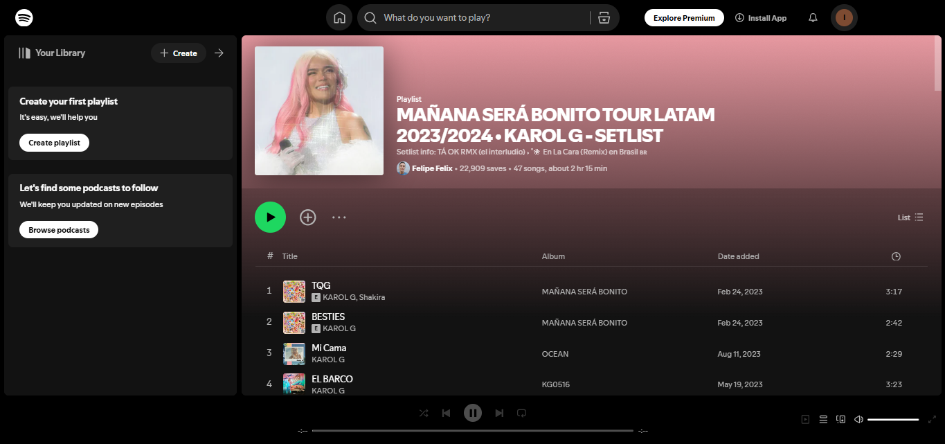 MAÑANA SERÁ BONITO by Karol G—a Latin album that achieved total streams on Spotify in the millions