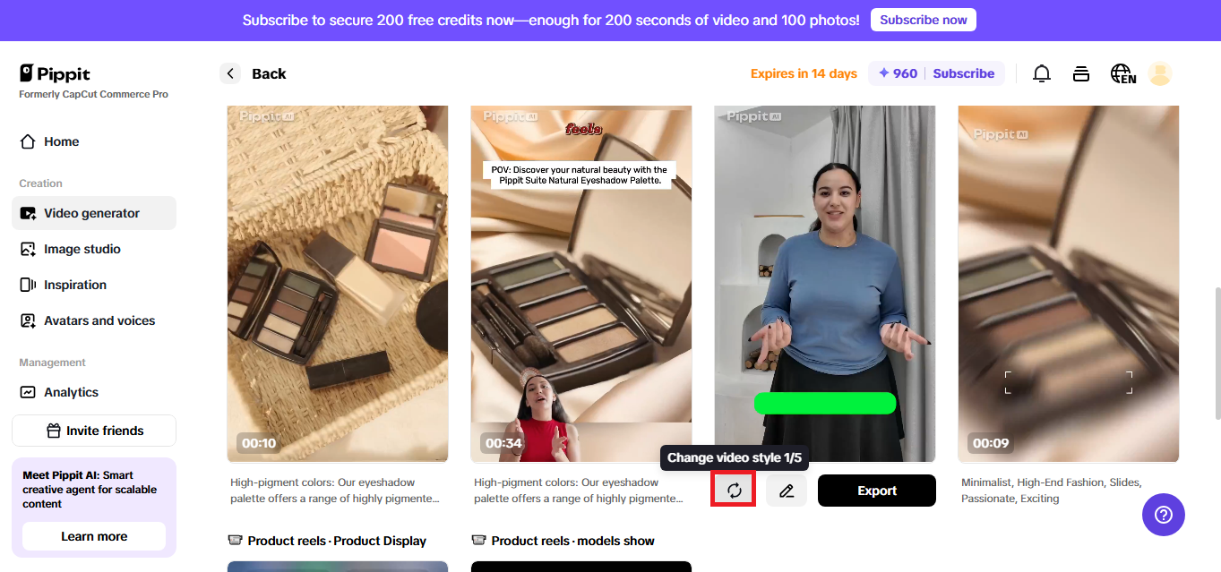 Change the video style option to customize AI-generated videos