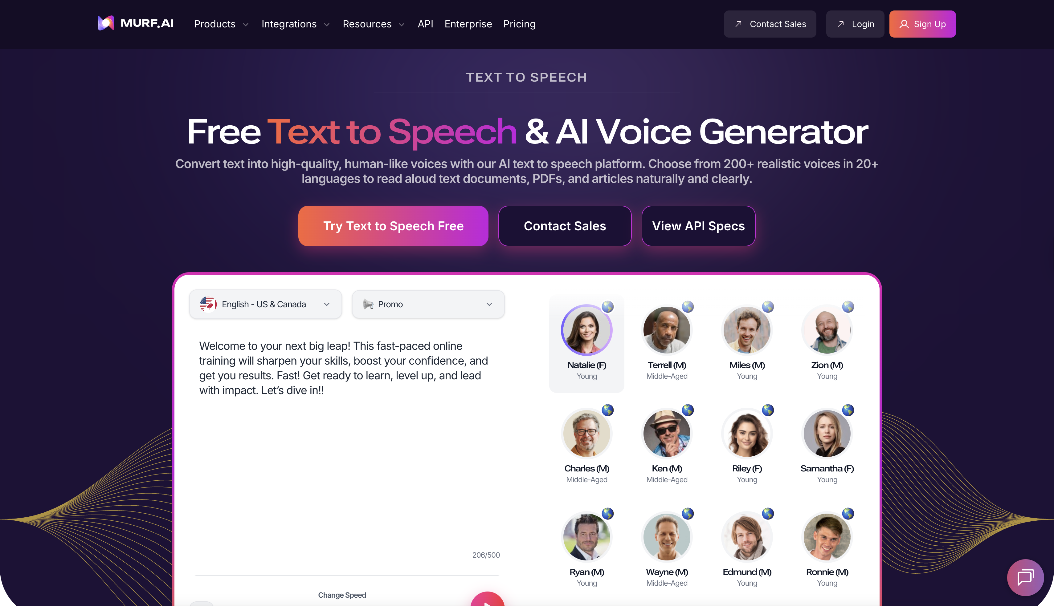 Murf AI interface