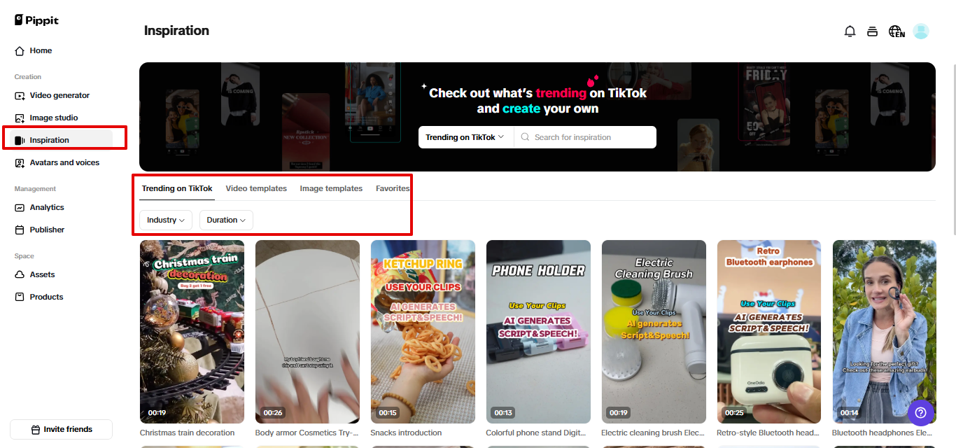 Mga template sa Pippit