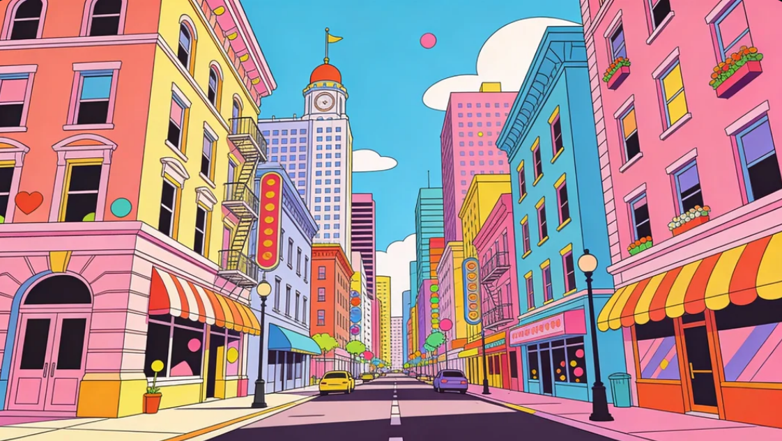 시티 팝 일러스트레이션 이미지