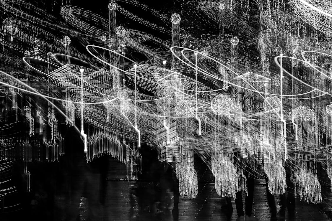 Blurred motion in a black and white landscape