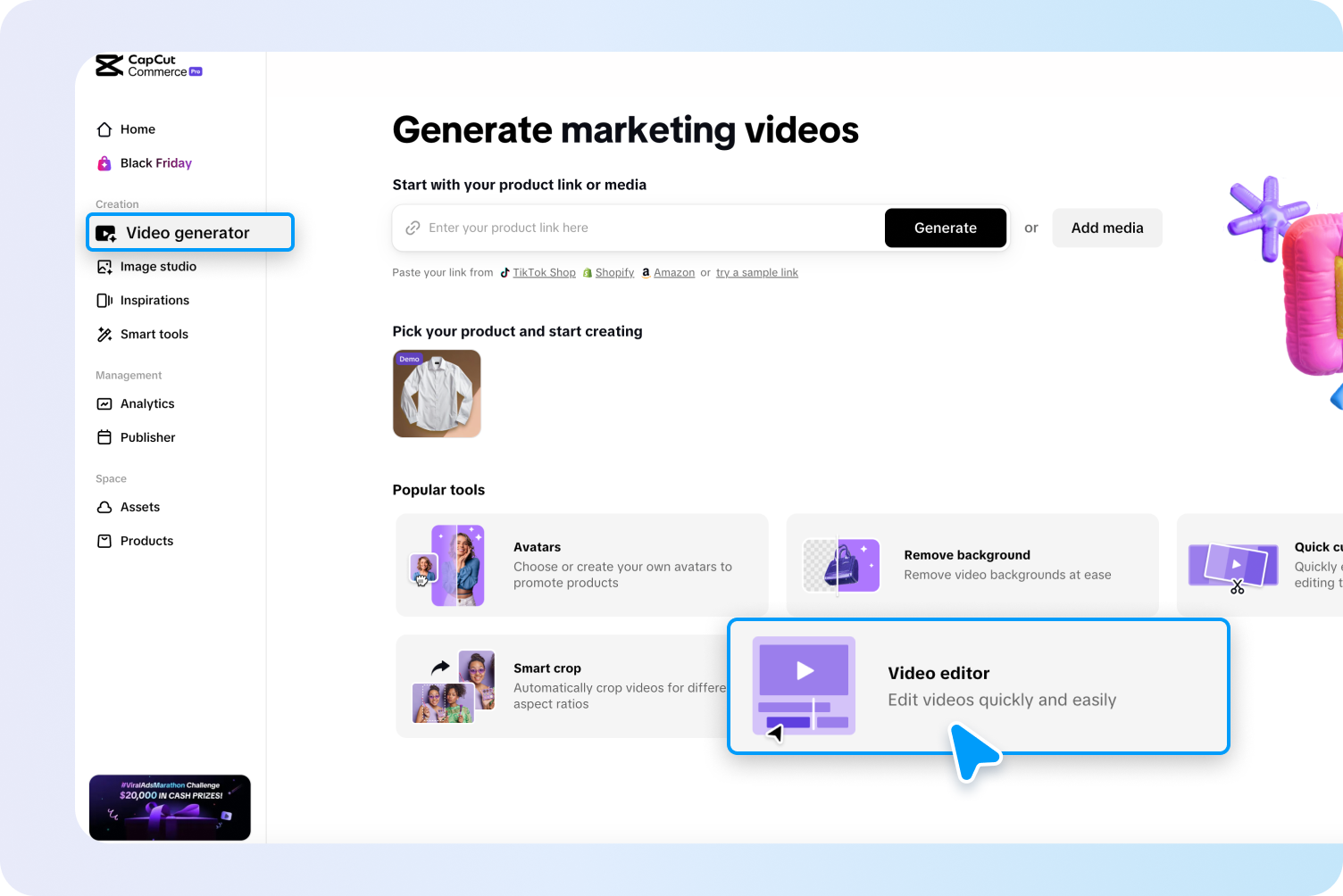 description=Pippit's video editor interface showing a large M2TS file being dragged and dropped onto the timeline. The interface is clean and user-friendly.