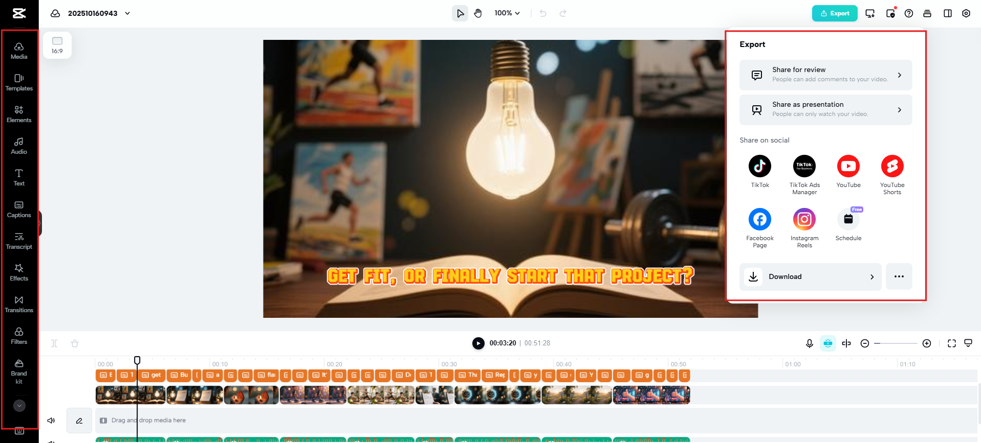 Refine and export video