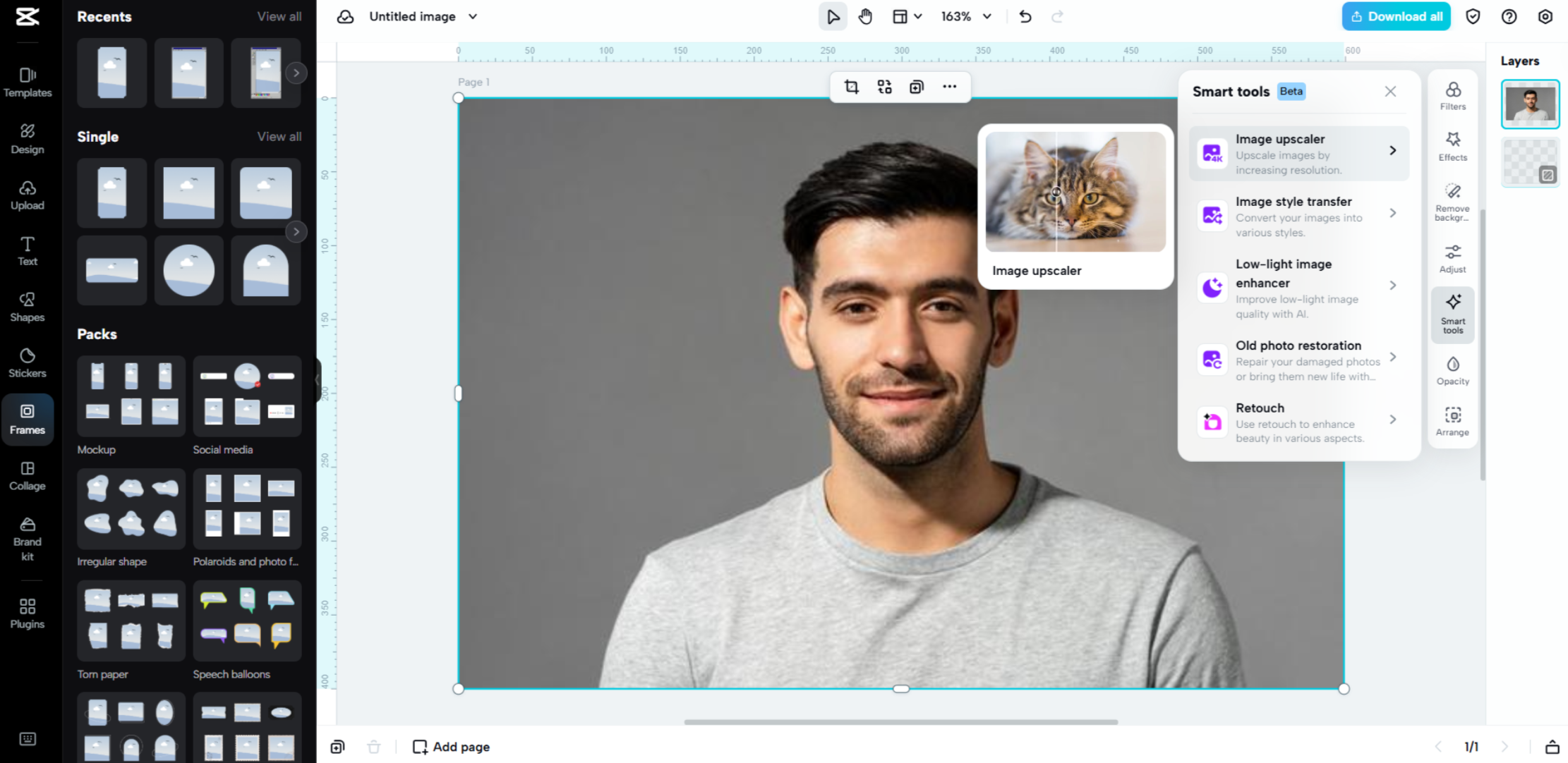 Interface of CapCut Web - another tool to enhance images easily 