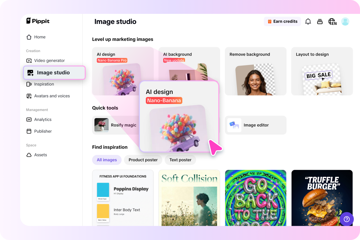 Navega a diseño de IA y sube la imagen.