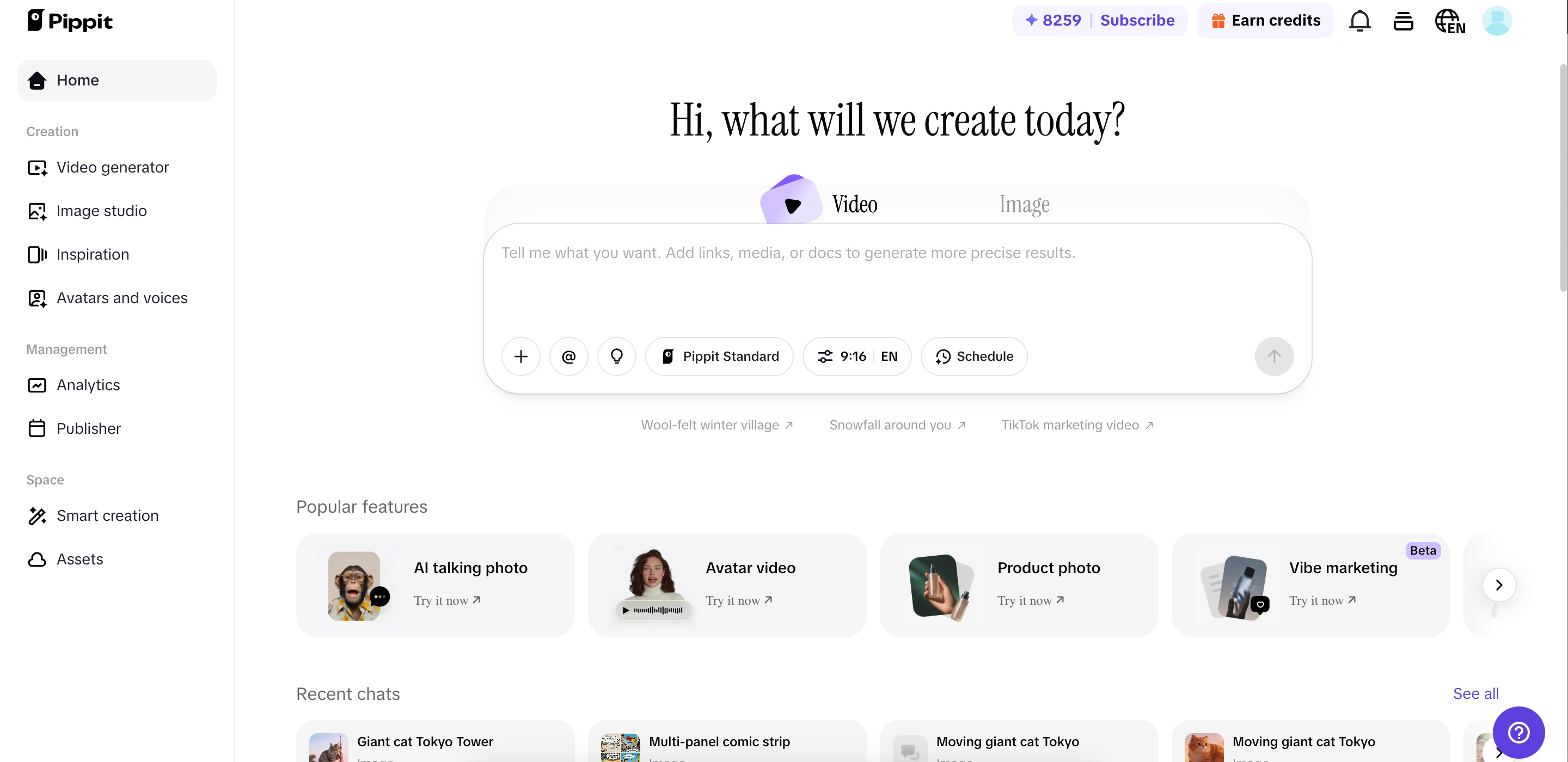Pippit home page