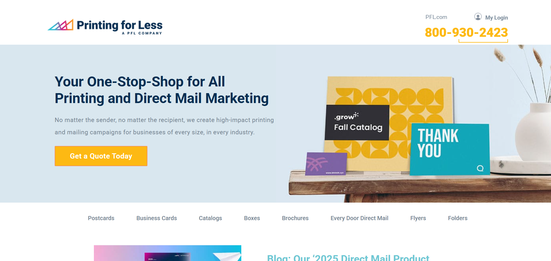 Printing for Less homepage