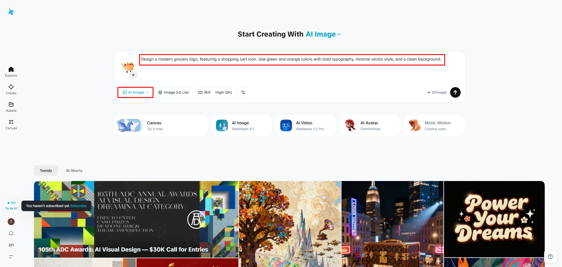 Upload reference image and add text prompt