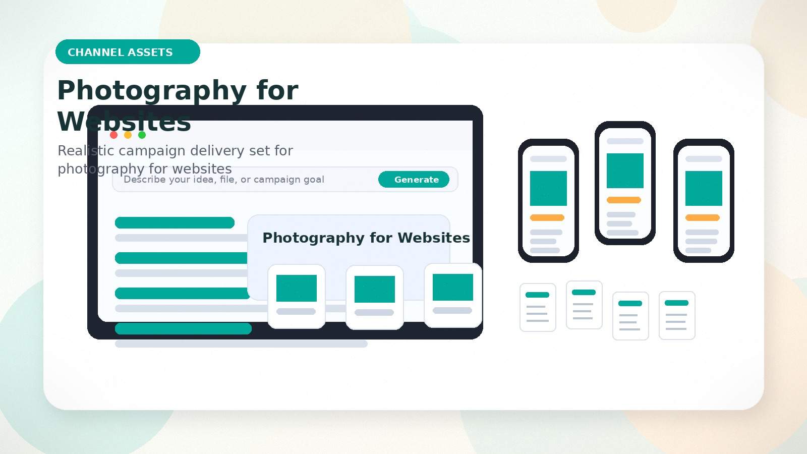 Photography for Websites realistic channel assets visual for photography for websites